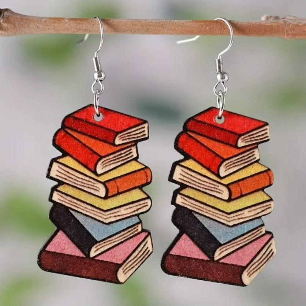 🎄Back to School Wooden Book Earrings